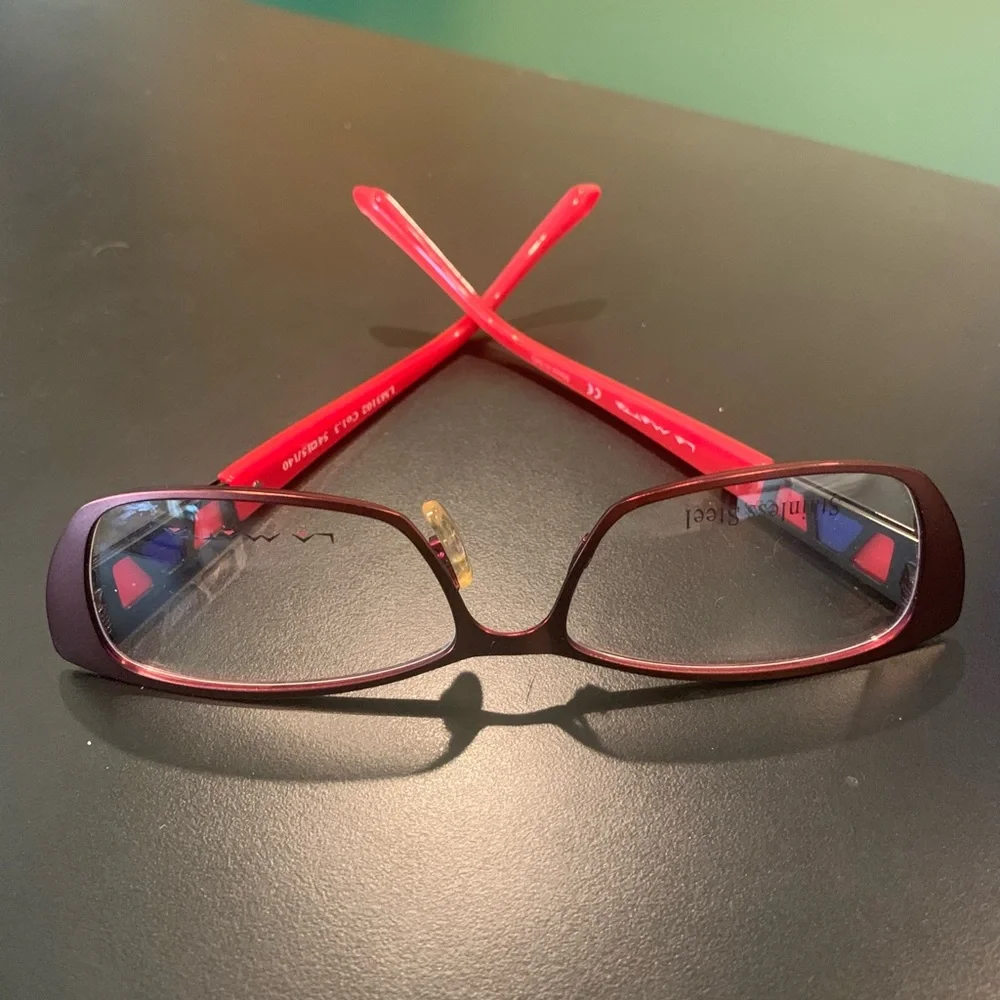 LA MATTA LM3102 Col 3. Burgundy Stainless Steel 54mm Ladies Cateye Glasses